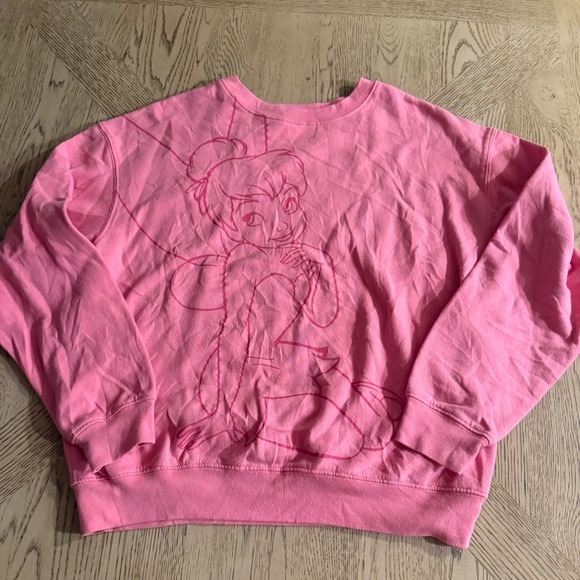 Disney Women's Large Pink Tinkerbell Pullover Crewneck Sweatshirt - Picture 1 of 6